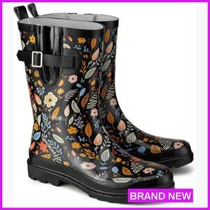 Rubber Mid-Calf Rain Boots Waterproof Insulated Anti-Slip Chelsea Garden Fashion